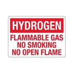 Hydrogen Flammable Gas No Smoking No Open Flame Sign